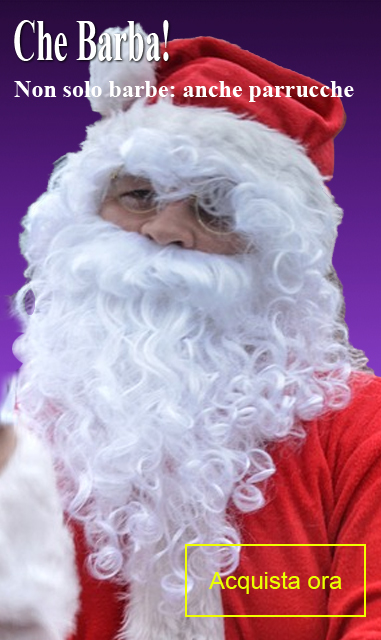 La foto mostra una barba e parrucca finta da Babbo Natale